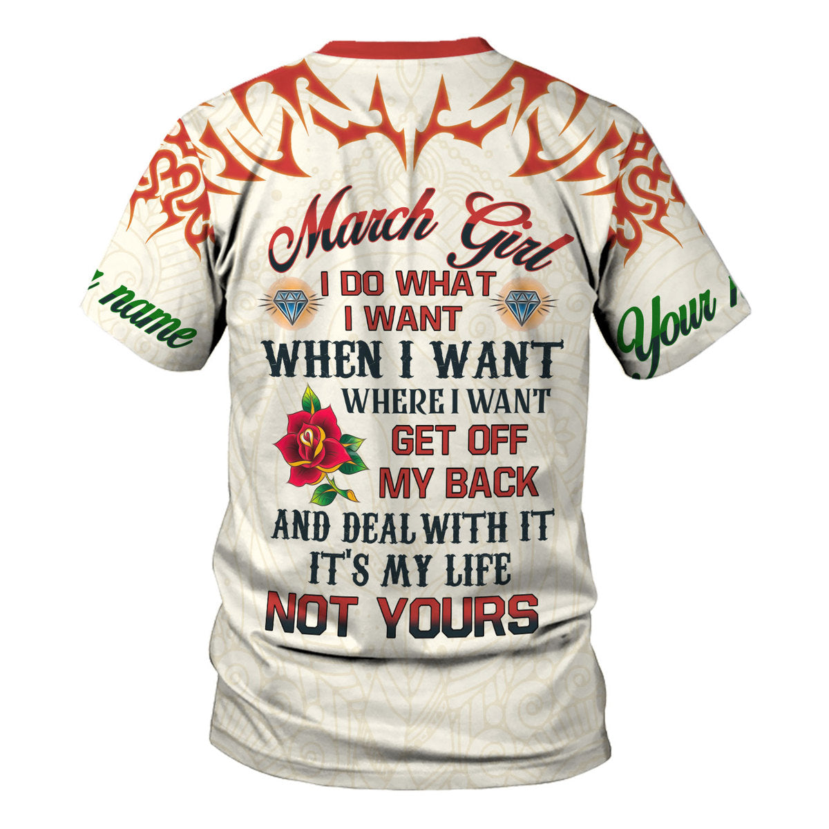 CustomsPig Personalized Tops March Girl I Do What I Want All Over Printed