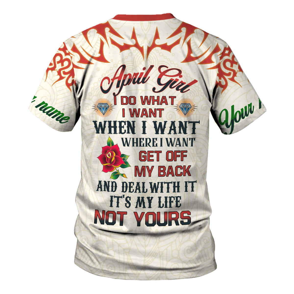 CustomsPig Personalized T-Shirt April Girl I Do What I Want All Over Printed