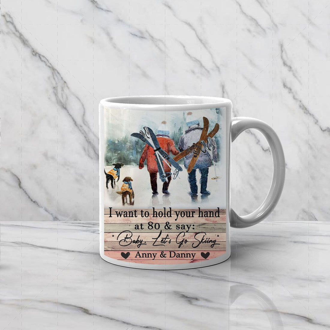 I Want To Hold Your Hand Skiing Custom Name Mug