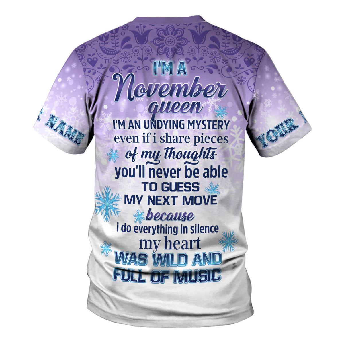 CustomsPig Personalized Tops November Girl All Over Printed