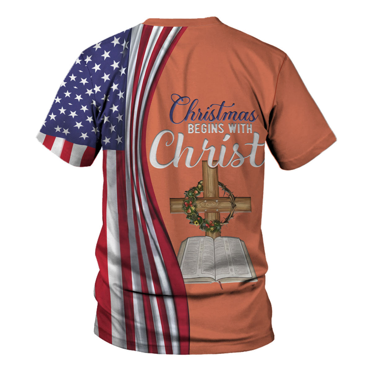 Customspig Tops Pullover Sweatshirt Christmas Begins With Christ 3D Apparel