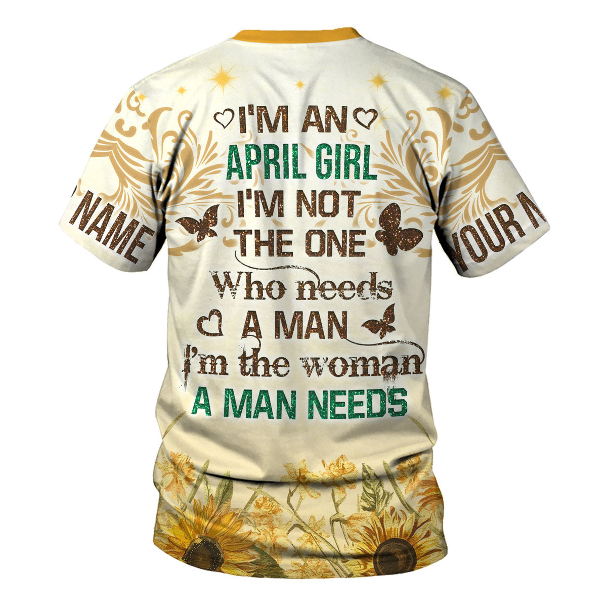 CustomsPig Personalized T-Shirt April Girl All Over Printed