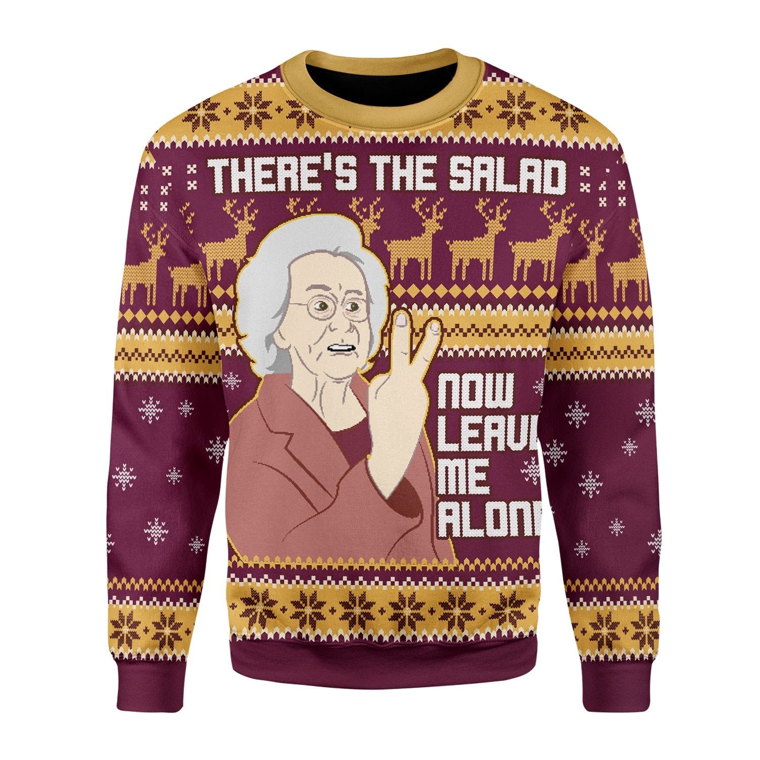 Customspig Christmas Sweater There’s The Salad Now Leave Me Alone 3D Apparel