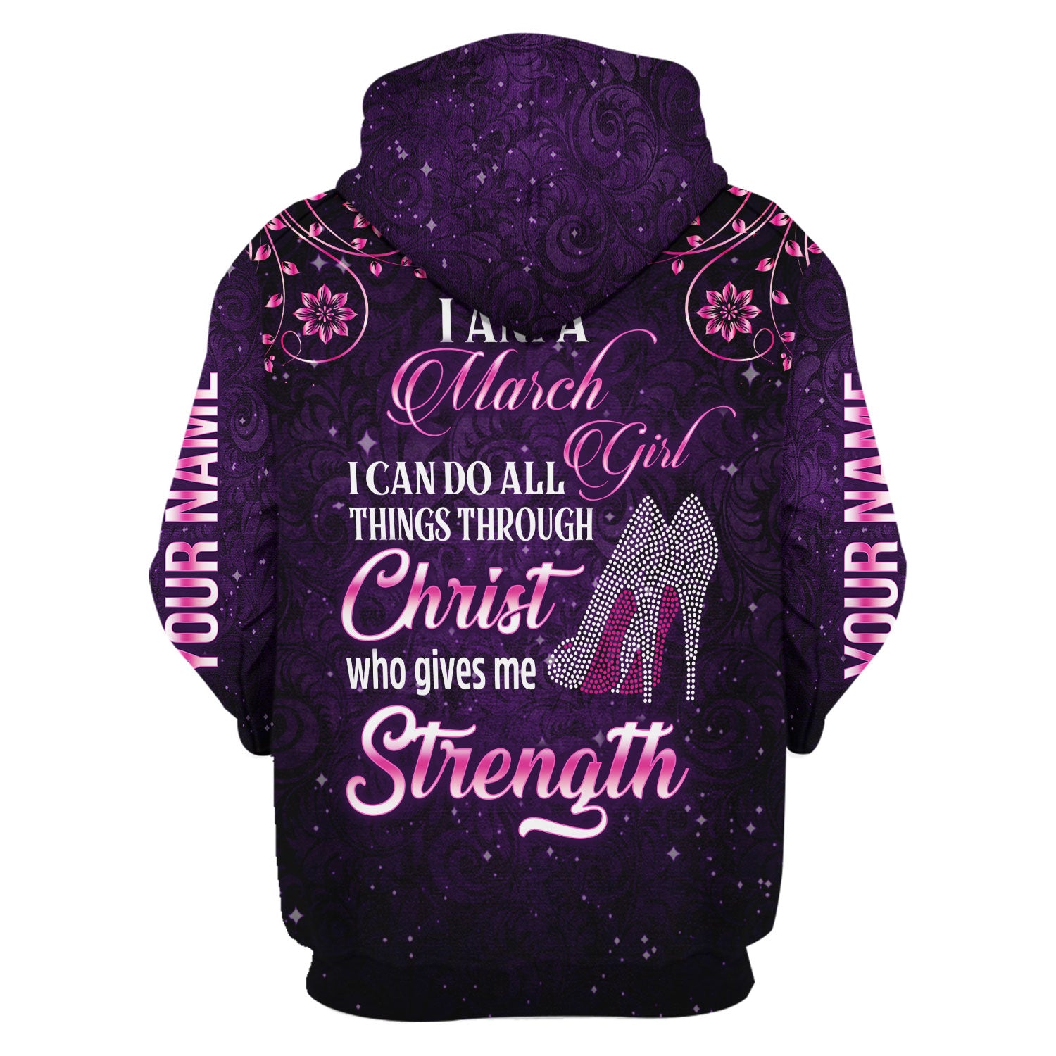 CustomsPig Personalized Zip Hoodie I Am A March Girl All Over Printed