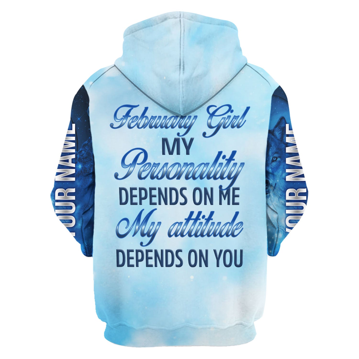 CustomsPig Personalized Zip Hoodie February Girl All Over Printed