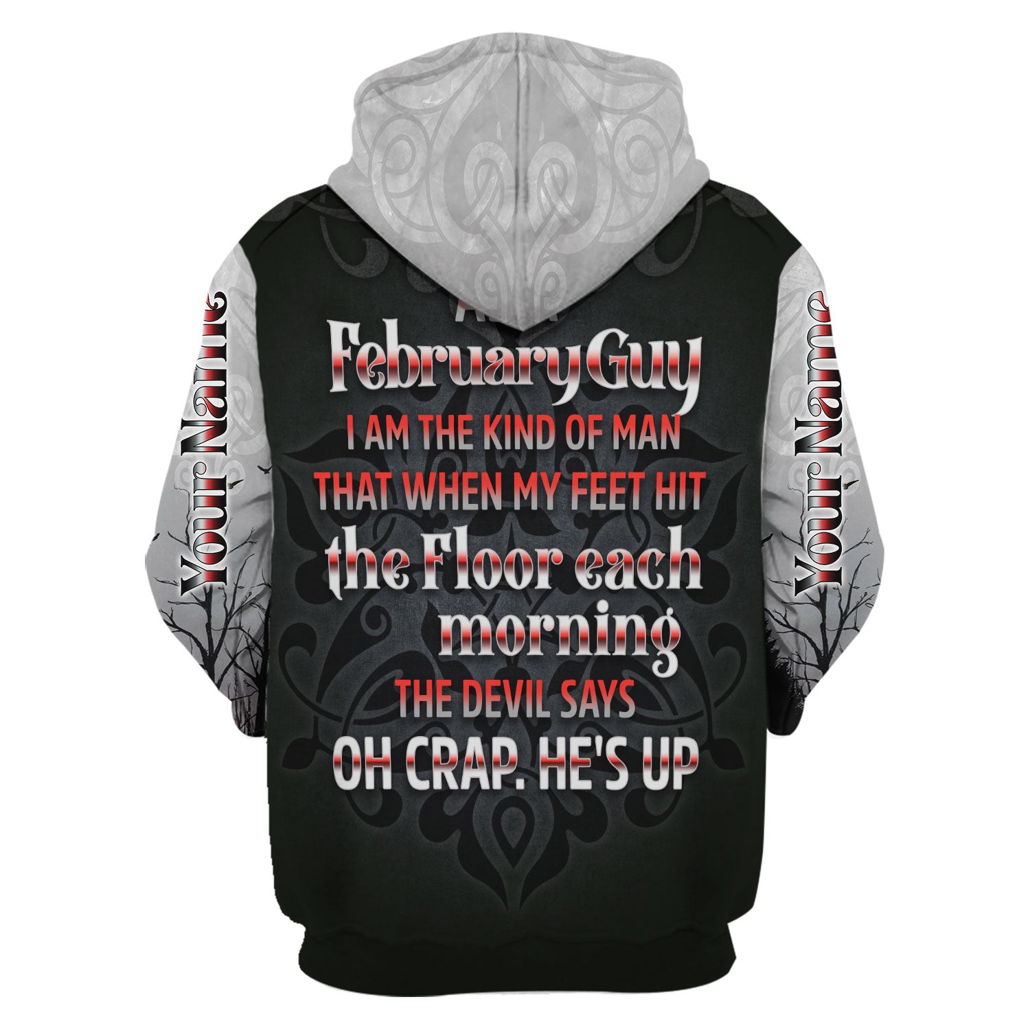 CustomsPig Personalized Zip Hoodie February Guy All Over Printed