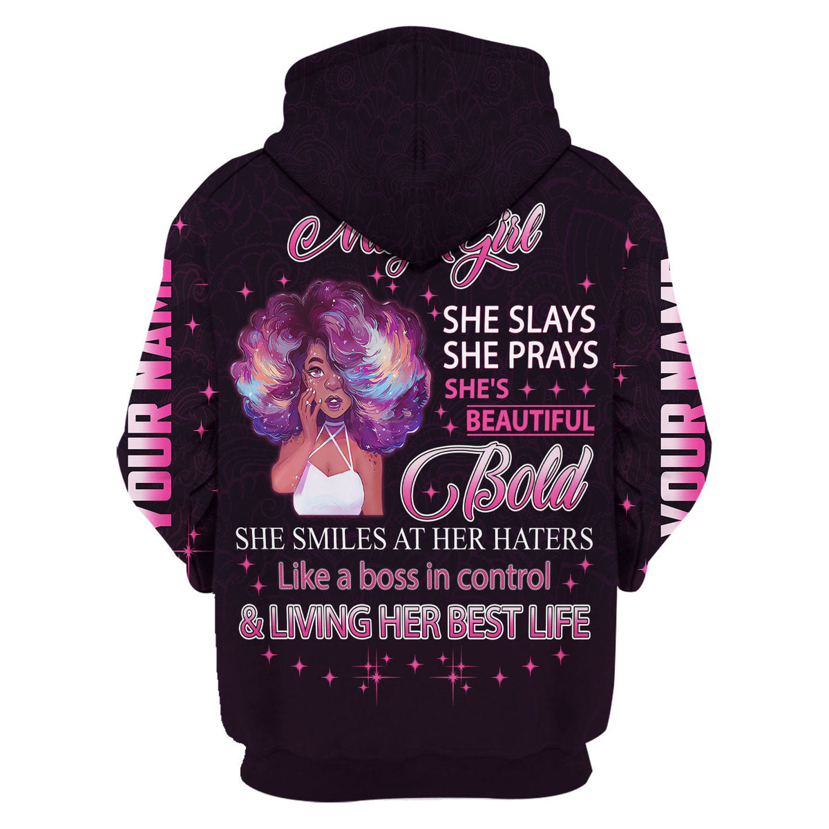 CustomsPig Personalized Hoodie May Girl She's Beautiful Bold All Over Printed