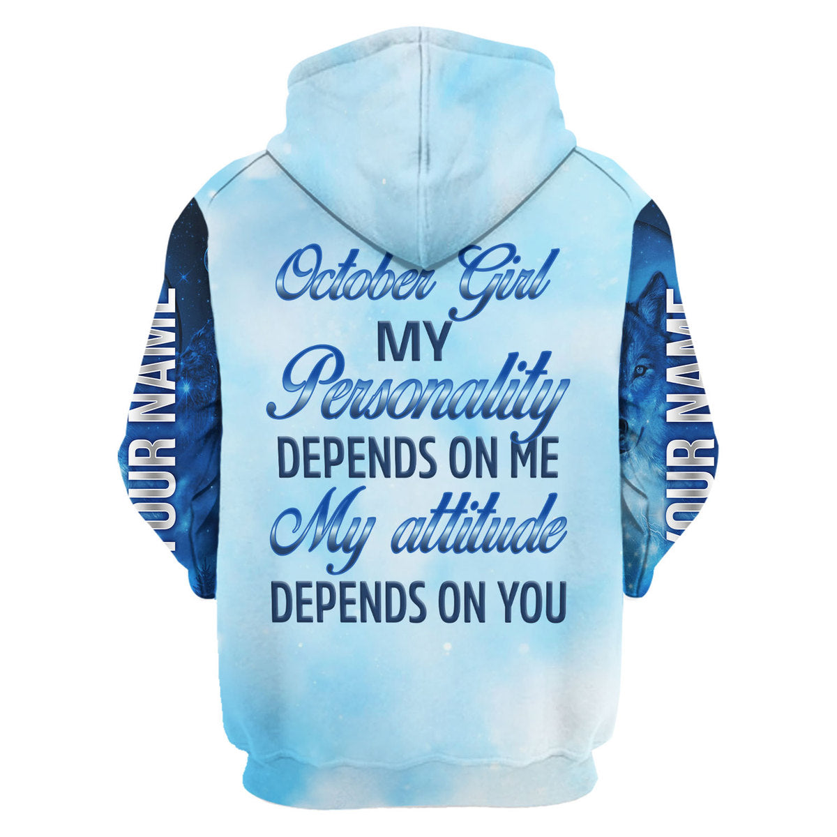 CustomsPig Personalized Zip Hoodie October Girl All Over Printed