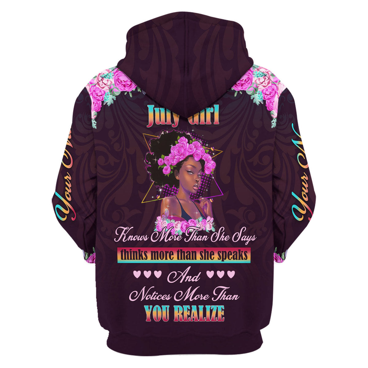 CustomsPig Personalized Zip Hoodie July Girl All Over Printed