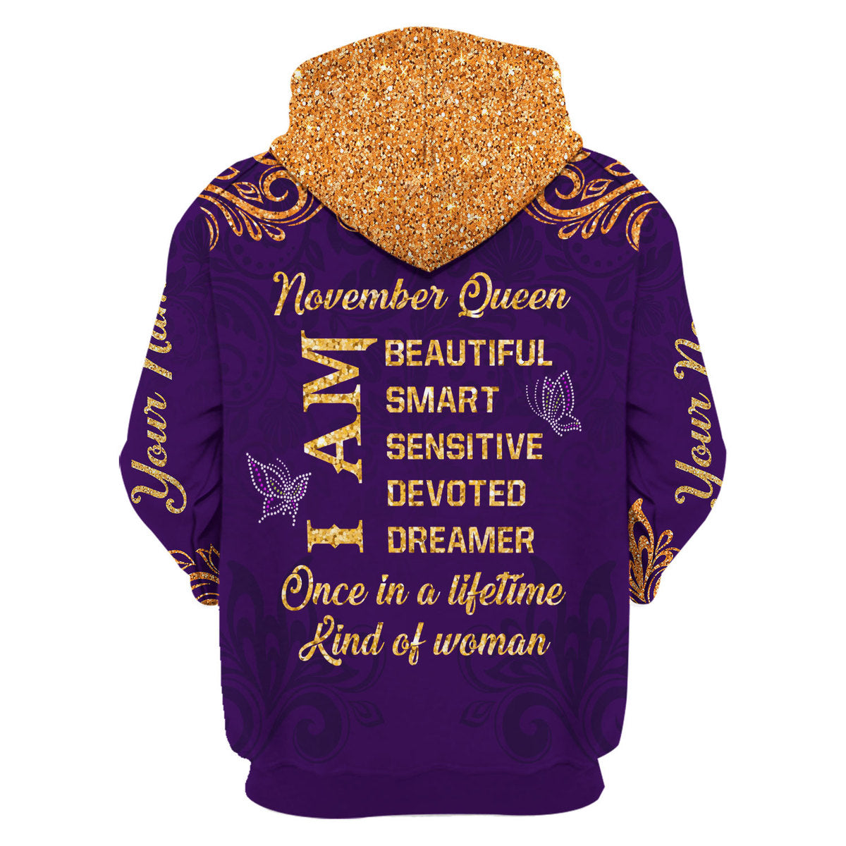 CustomsPig Personalized Zip Hoodie November Queen All Over Printed