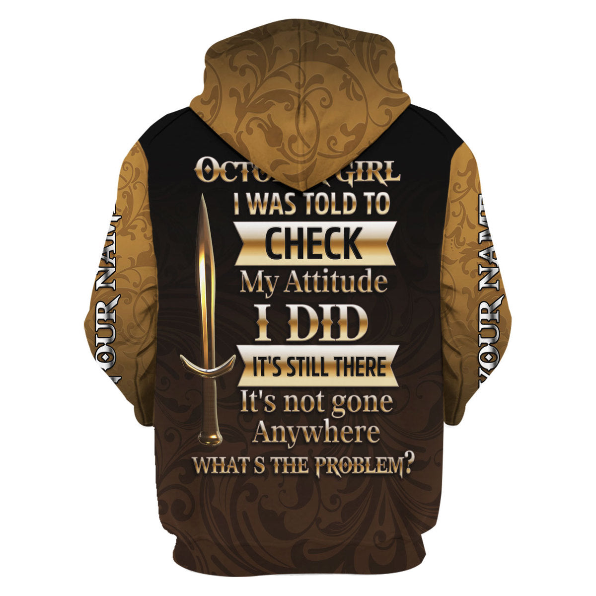 CustomsPig Personalized Zip Hoodie I'm An October Girl All Over Printed