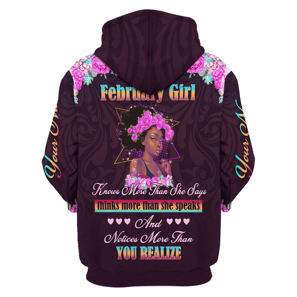 CustomsPig Personalized Hoodie February Girl All Over Printed