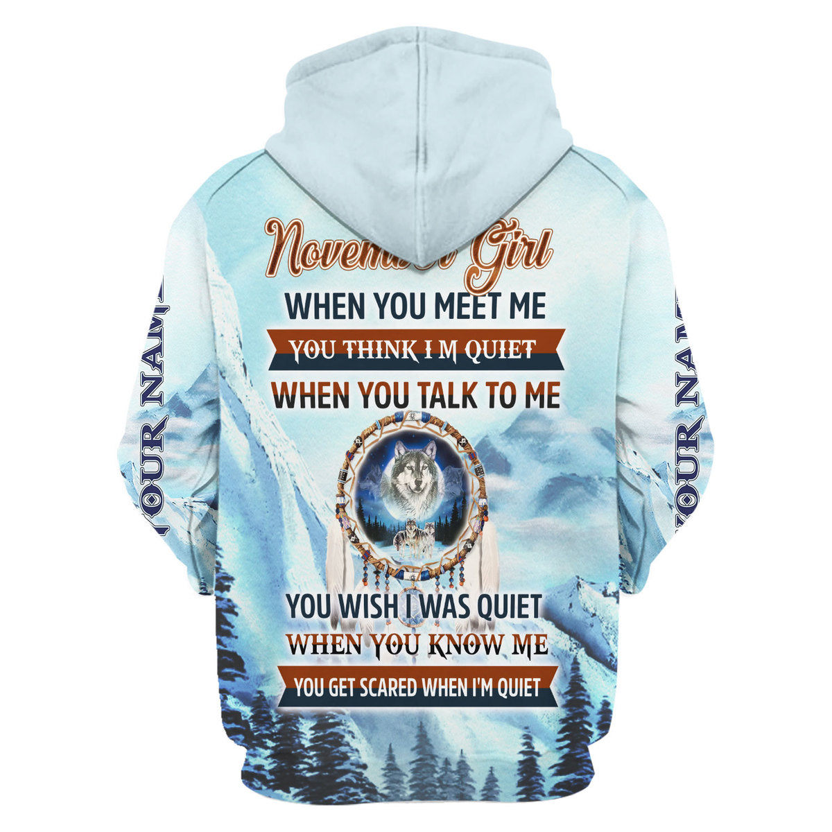 CustomsPig Personalized Hoodie November Girl All Over Printed