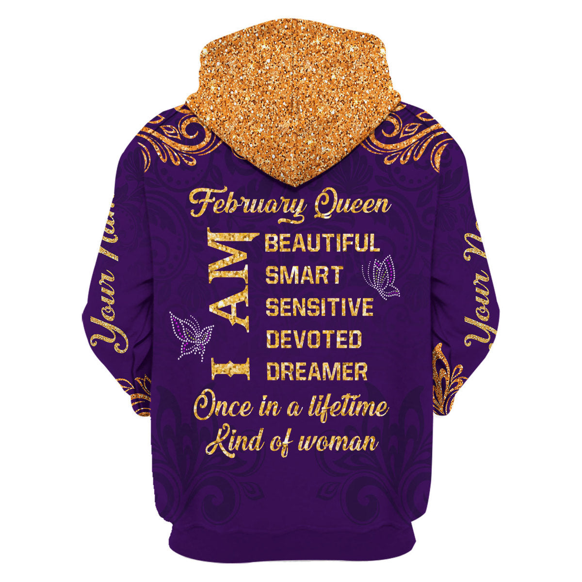 CustomsPig Personalized Hoodie February Queen All Over Printed