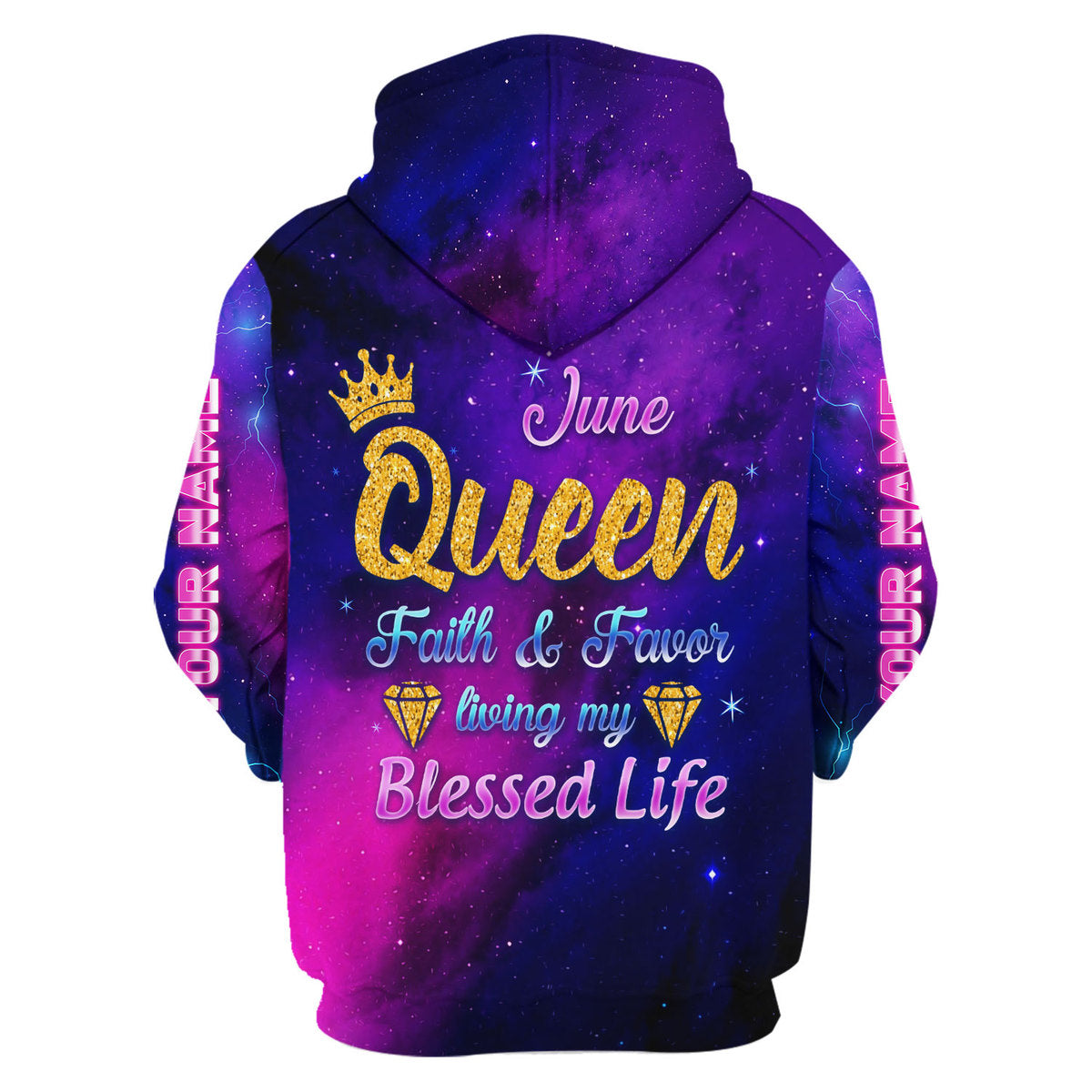 CustomsPig Personalized Zip Hoodie June Queen All Over Printed