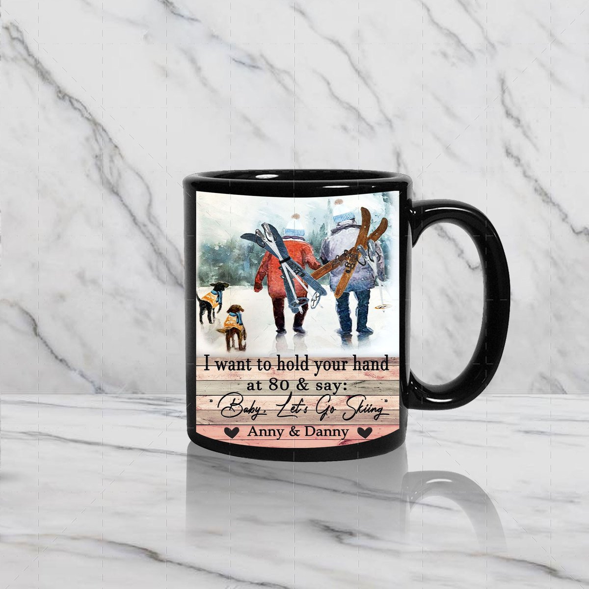 I Want To Hold Your Hand Skiing Custom Name Mug