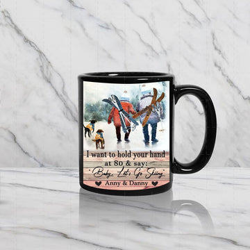 I Want To Hold Your Hand Skiing Custom Name Mug