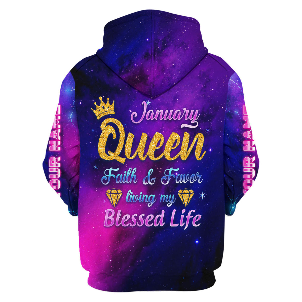 CustomsPig Personalized Zip Hoodie January Queen All Over Printed