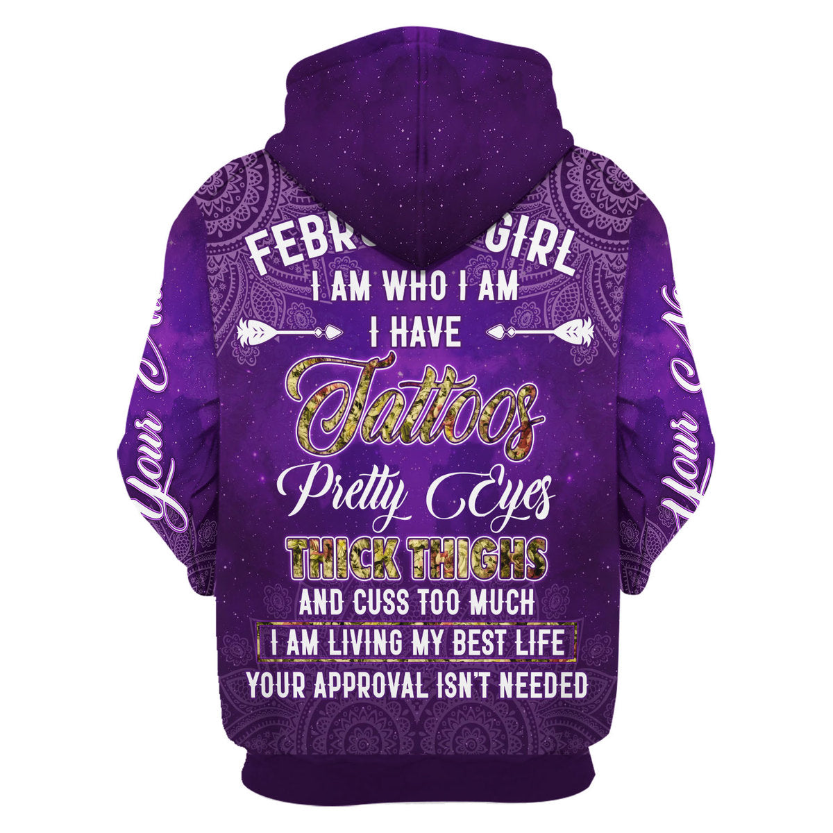 CustomsPig Personalized Zip Hoodie February Girl I Have Tattoos All Over Printed