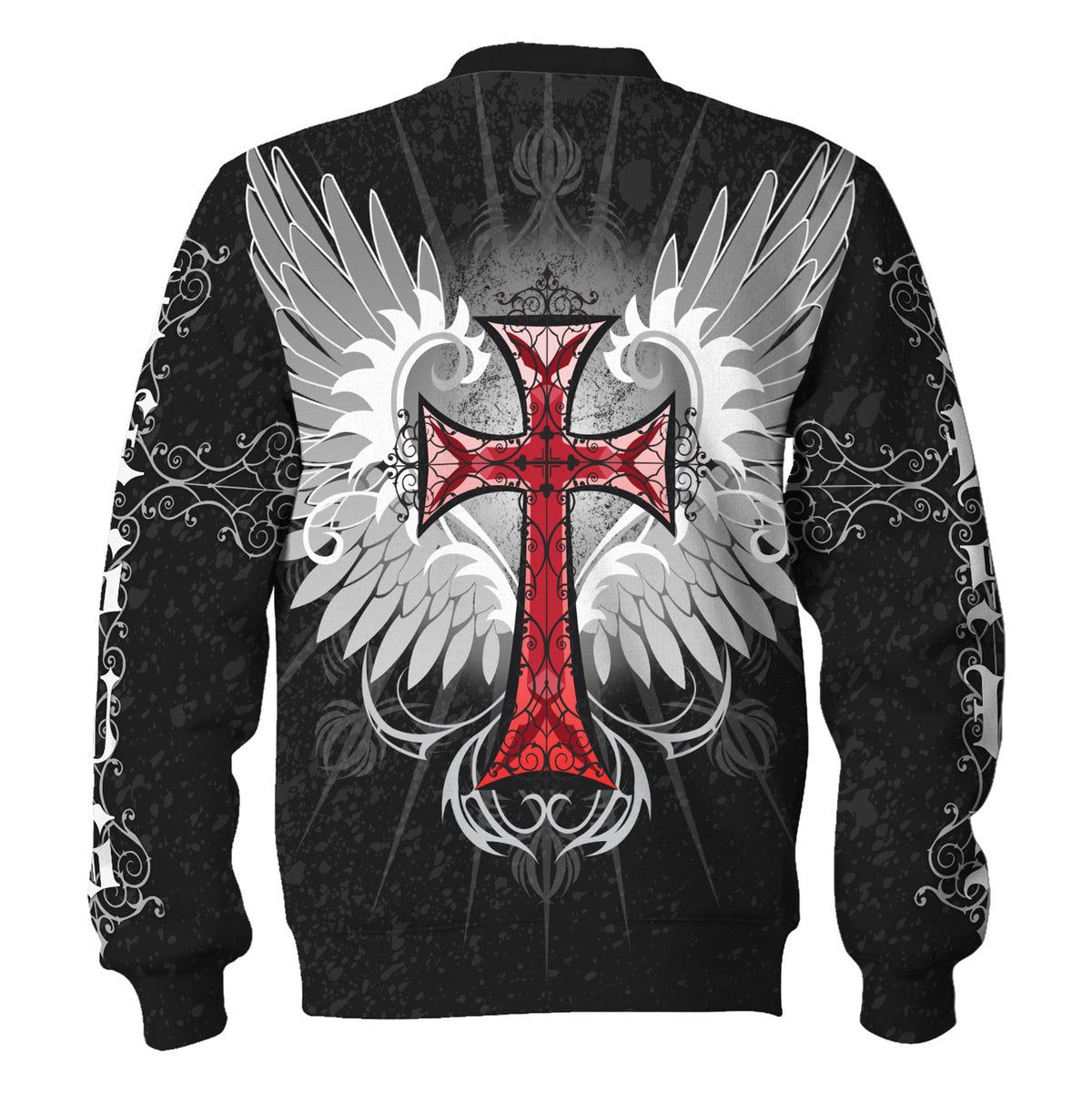 Customspig Tops Pullover Sweatshirt Sweatshirt Jesus Old English Red Cross 3D Apparel