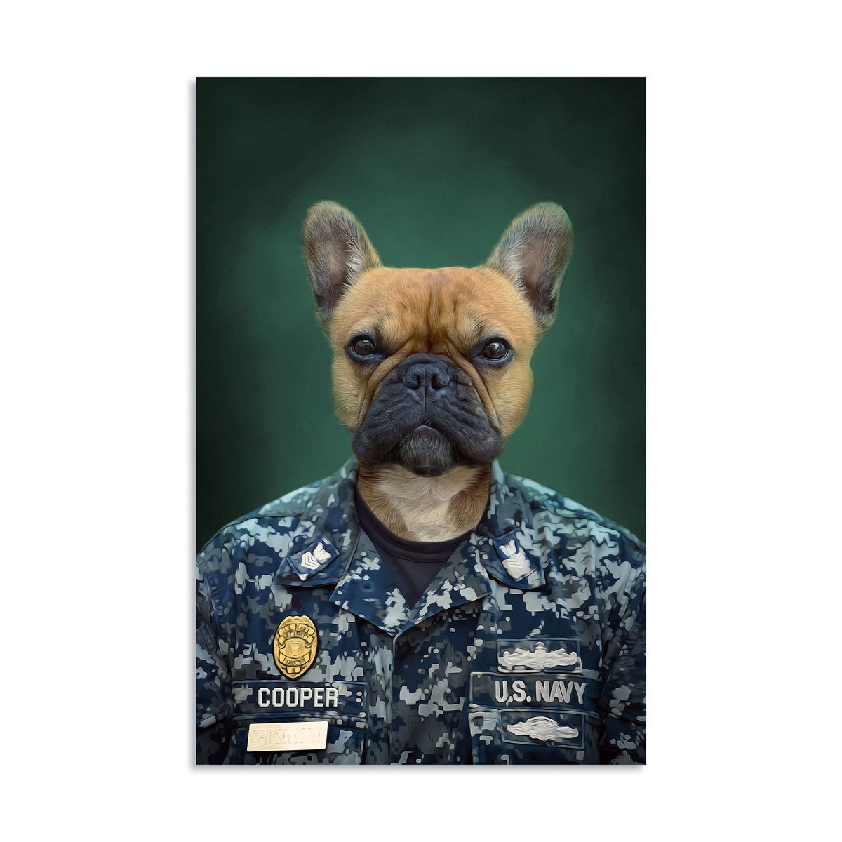 Customized Pet Photo Canvas - US Navy Army Chef