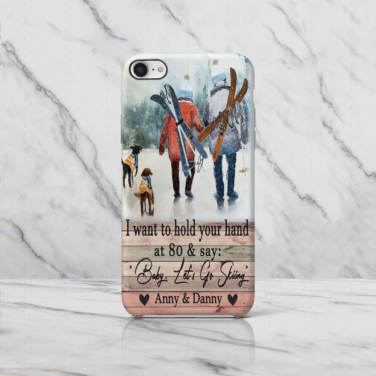 I Want To Hold Your Hand Skiing Custom Name Phone Case
