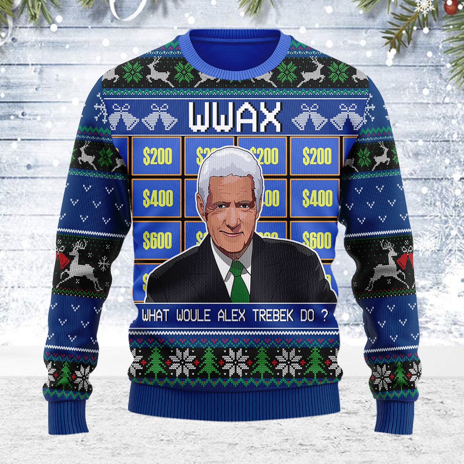Customspig Ugly Christmas Sweater Alex Trebek 3D Apparel