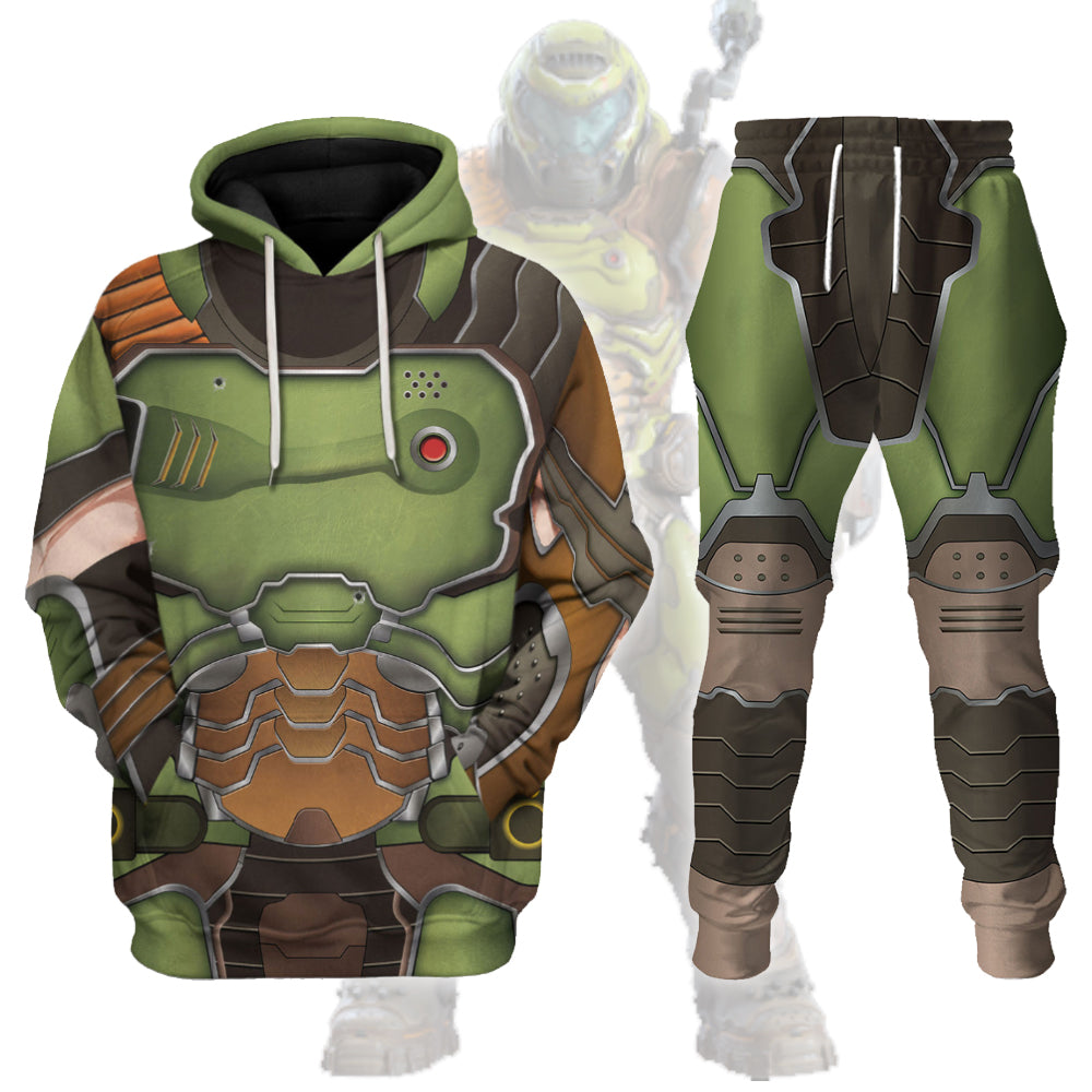 CustomsPig Doomguy Costumes Hoodie Sweatshirt T-Shirt Tracksuit