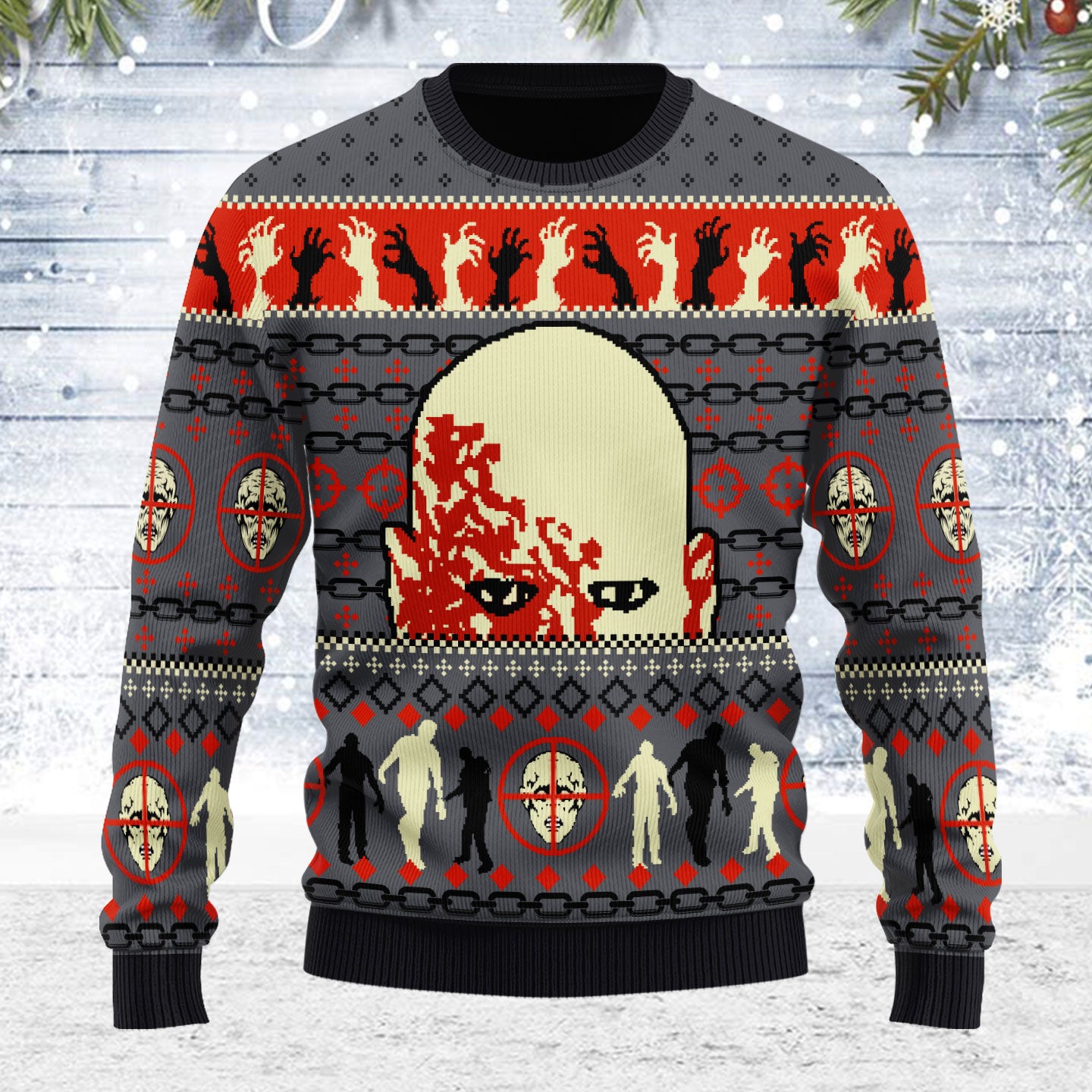 Customspig Ugly Christmas Sweater Dawn The Dead 3D Apparel