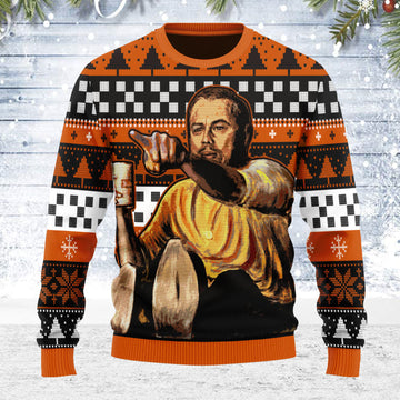 Customspig Ugly Christmas Sweater Leo Pointing Meme 3D Apparel