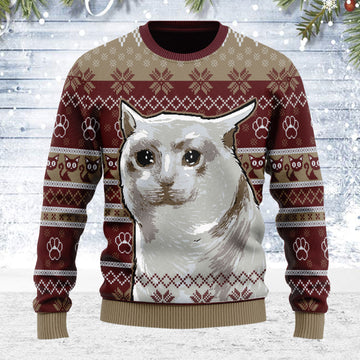 Customspig Ugly Christmas Sweater Nobiko Cat Meme 3D Apparel