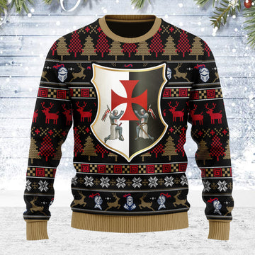 Customspig Ugly Christmas Sweater Knight Templar 3D Apparel