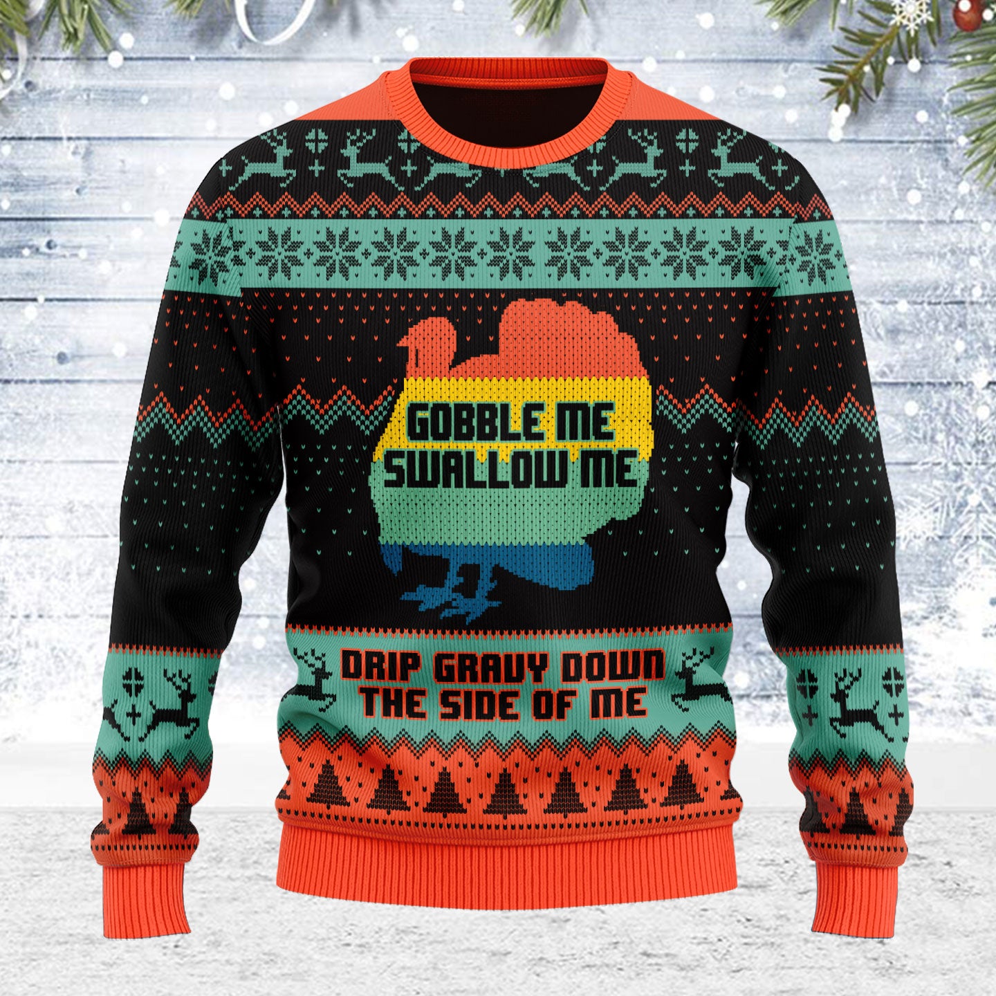 Customspig Ugly Christmas Sweater Gobble Me Swallow Me 3D Apparel