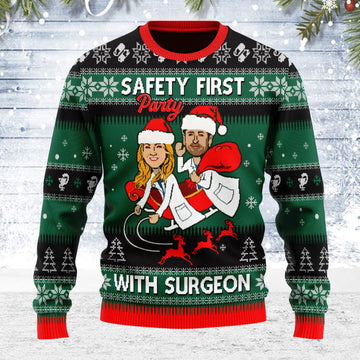 Customspig Ugly Christmas Sweater Safety First Party With Surgeon Grey's Anatomy 3D Apparel
