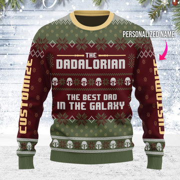 Customspig Ugly Christmas Sweater The Dadalorian Custome Name 3D Apparel