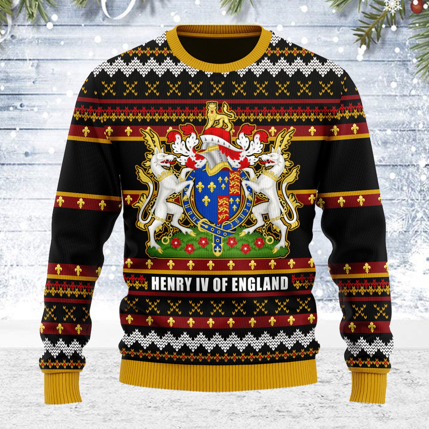 Customspig Ugly Christmas Sweater Coat Of Arms Henry VI 3D Apparel