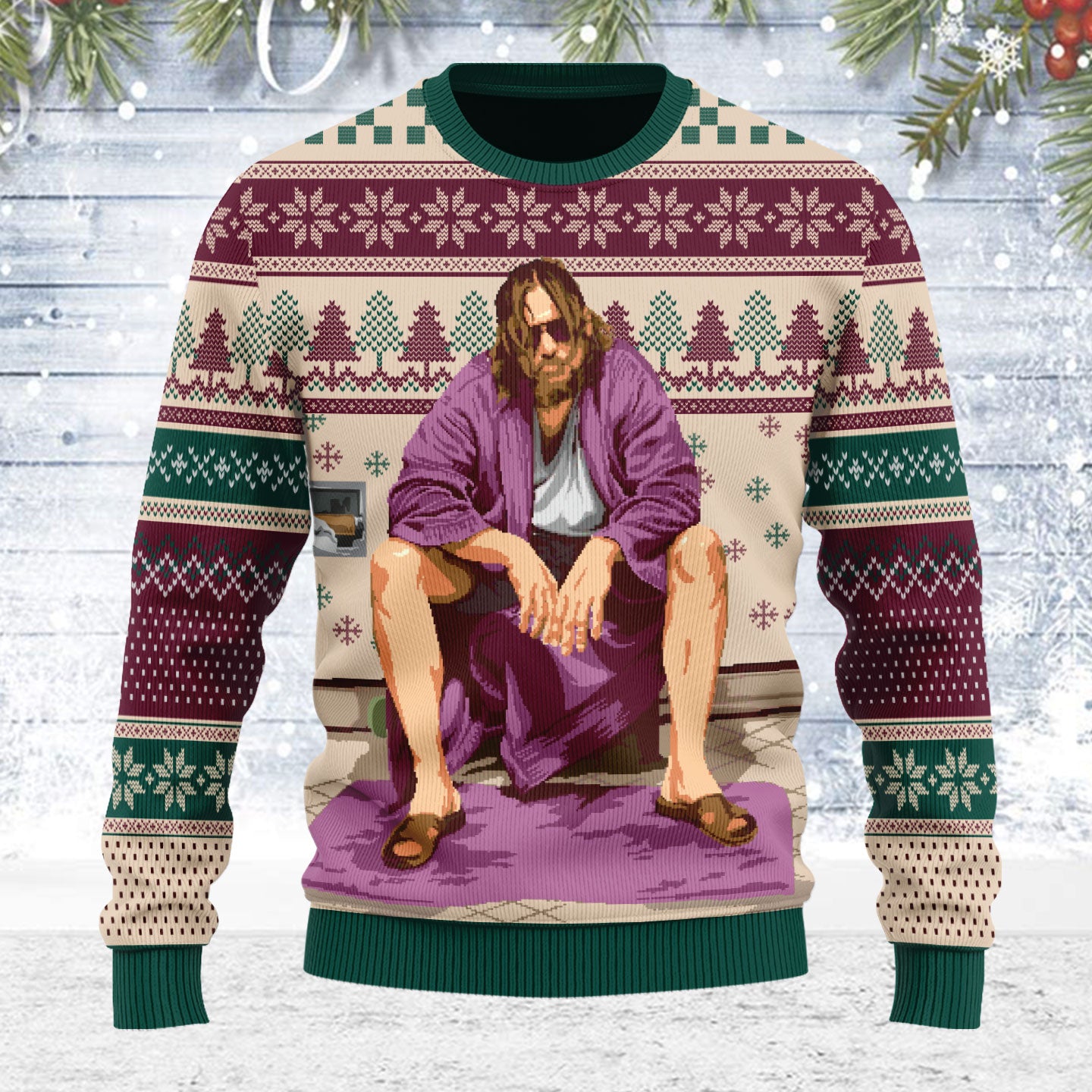 Customspig Ugly Christmas Sweater The Big Lebowski Inspired Bathroom 3D Apparel