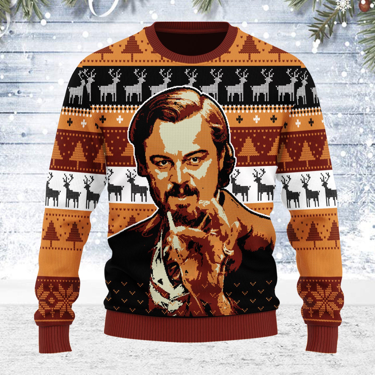 Customspig Ugly Christmas Sweater Leo Pointing 3D Apparel