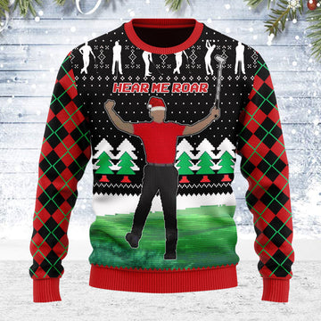 Customspig Ugly Christmas Sweater Here Him Roar 3D Apparel