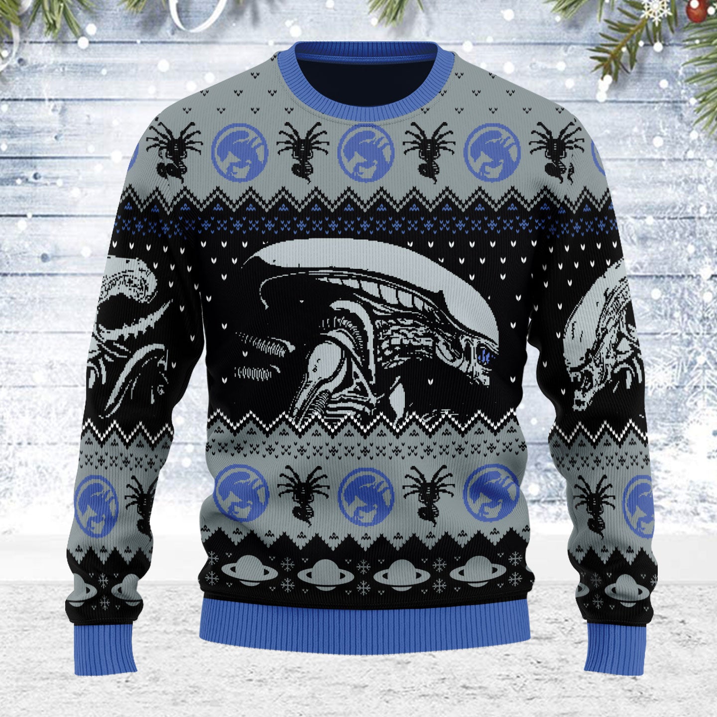 Customspig Ugly Christmas Sweater Alien Movie Xenomorph 3D Apparel