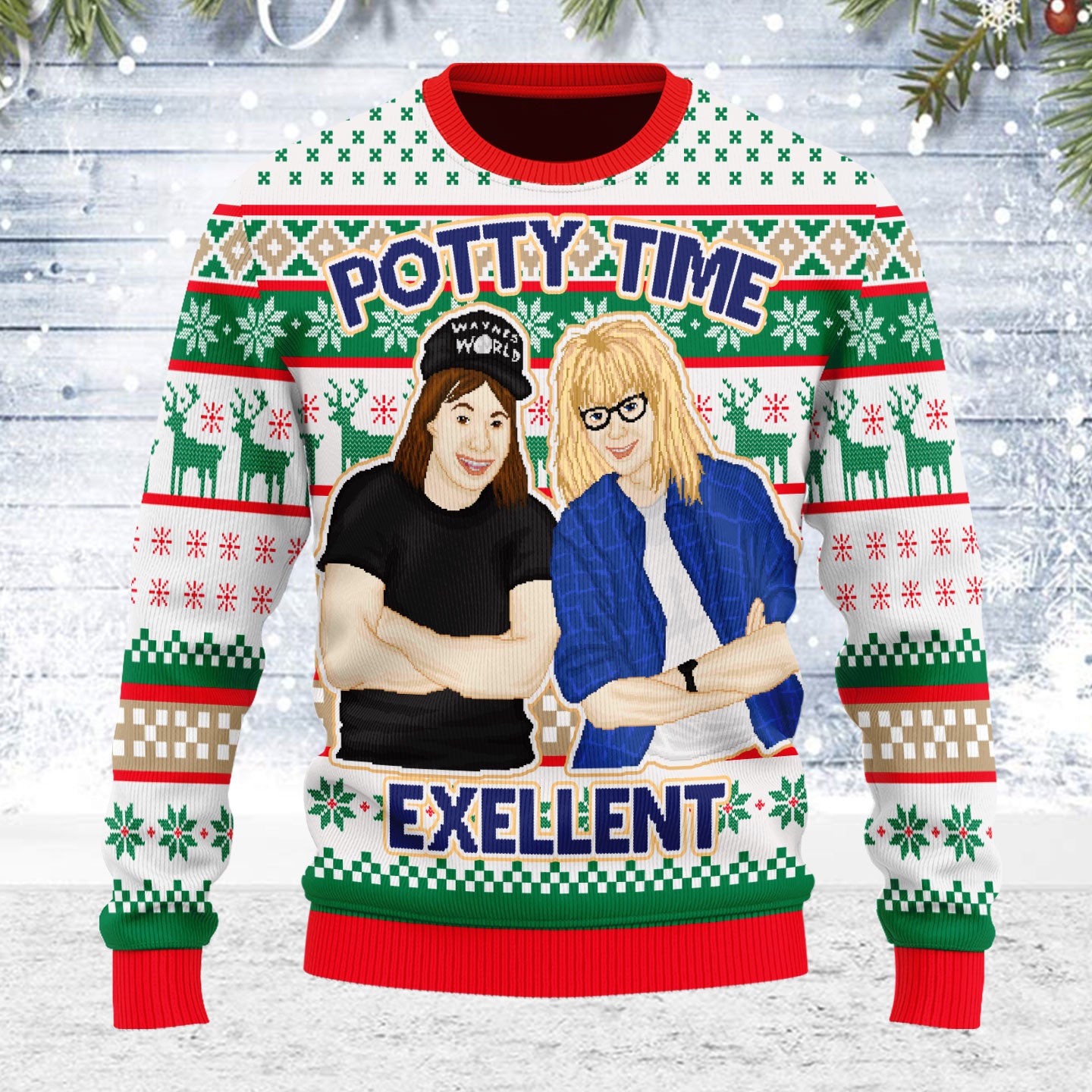 Customspig Ugly Christmas Sweater Potty Time Exellent 3D Apparel