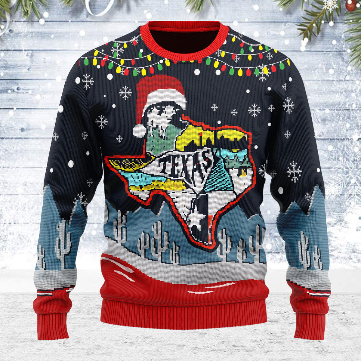 Customspig Ugly Christmas Sweater Texas Map 3D Apparel