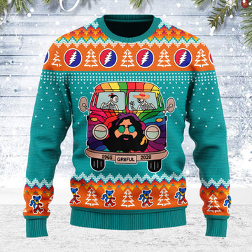 Customspig Ugly Christmas Sweater Grateful Dead Bus 3D Apparel