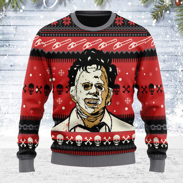 Customspig Ugly Christmas Sweater The Texas Chainsaw Massacre 3D Apparel