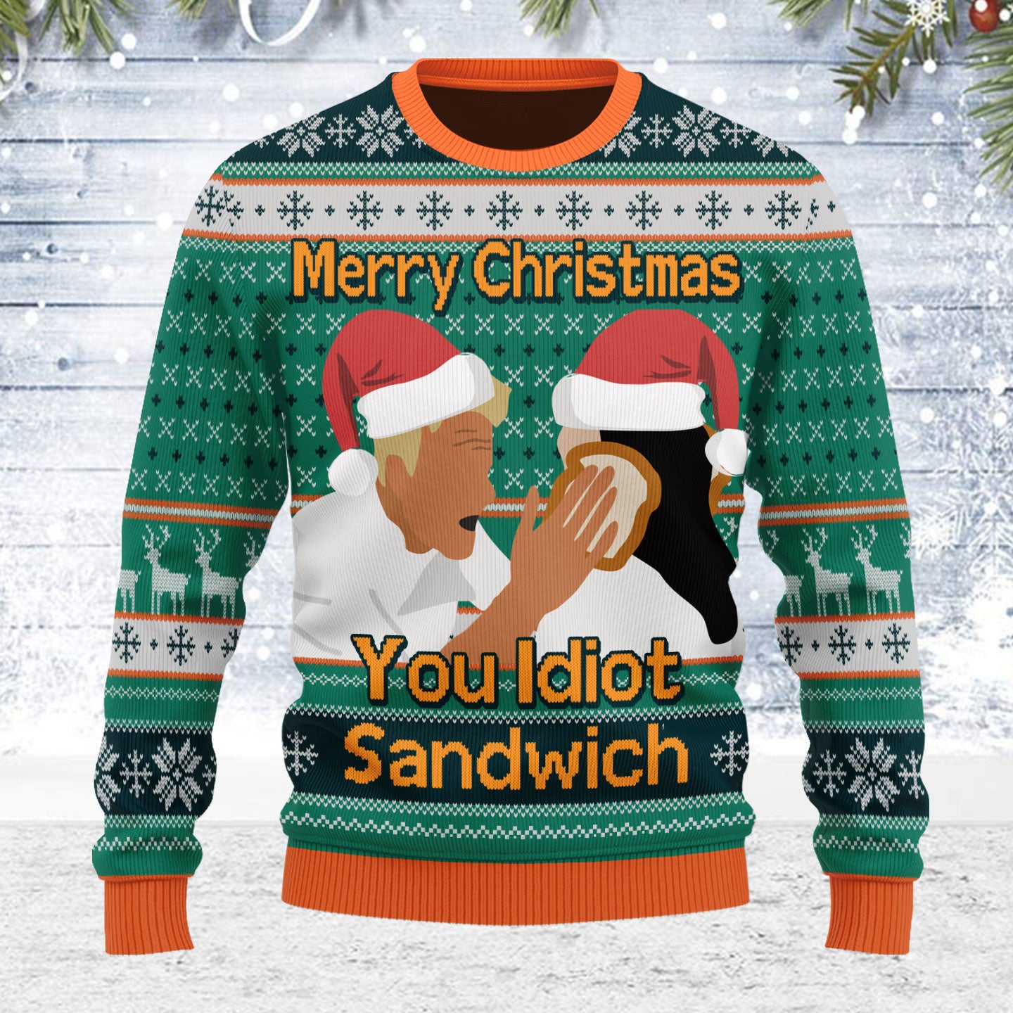 Customspig Ugly Christmas Sweater Merry Christmas You Idiot Sandwich 3D Apparel