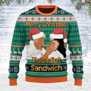 Customspig Ugly Christmas Sweater Merry Christmas You Idiot Sandwich 3D Apparel