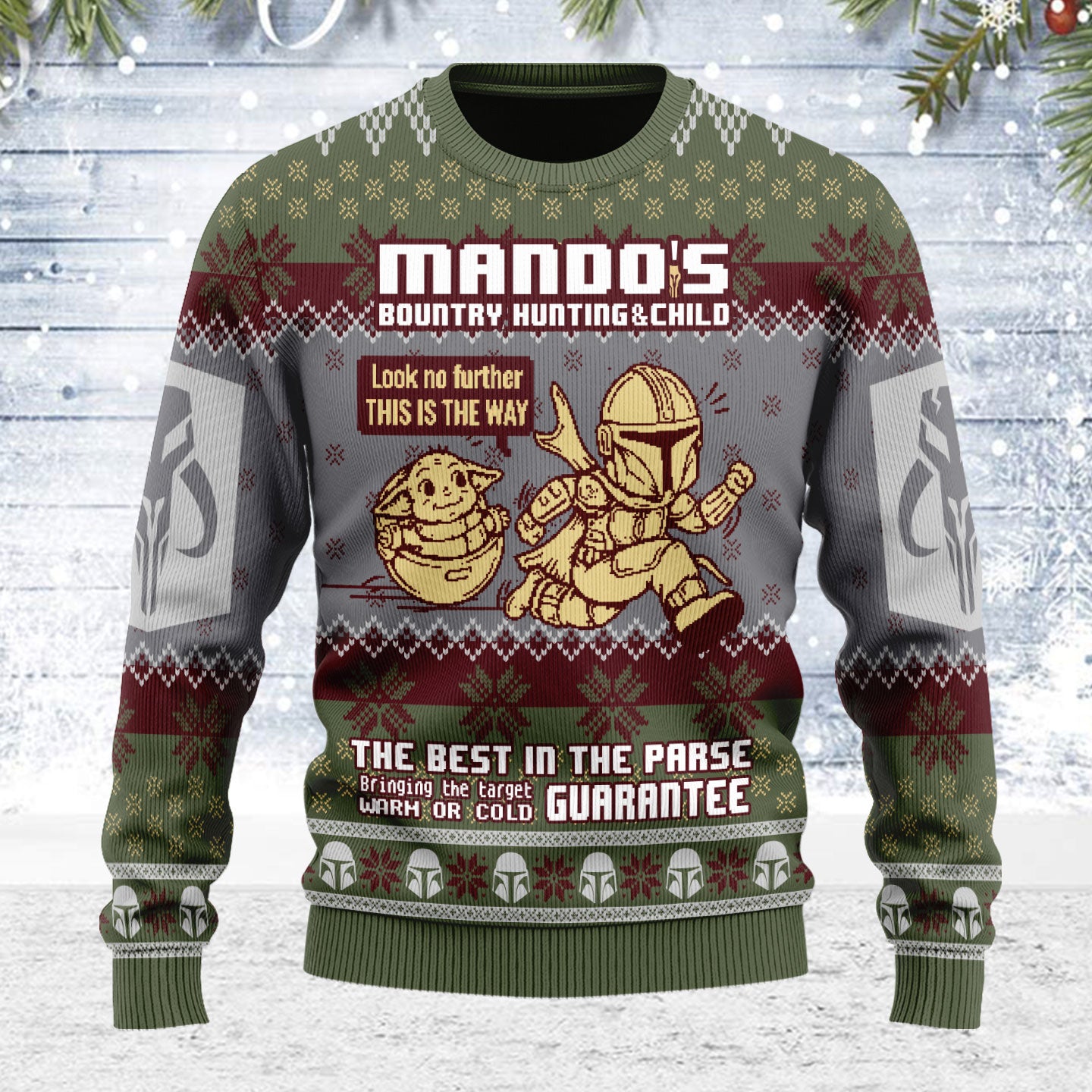 Customspig Ugly Christmas Sweater Mando's Bountry Hunting 3D Apparel