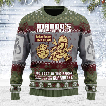Customspig Ugly Christmas Sweater Mando's Bountry Hunting 3D Apparel