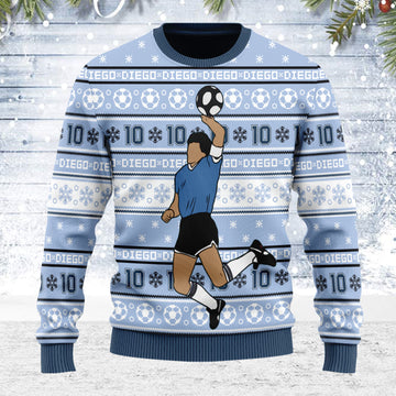 Customspig Ugly Christmas Sweater Number 10 Football Player 3D Apparel
