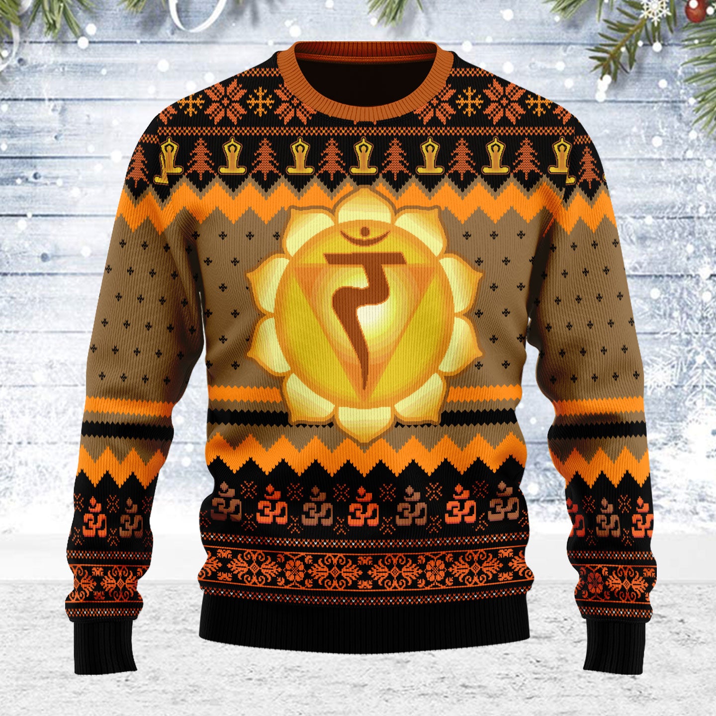 Customspig Ugly Christmas Sweater Solar Plexus Chakra 3D Apparel